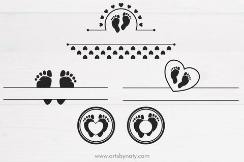 Baby feet - footprint SVG for a monogram. SVG Arts By Naty 