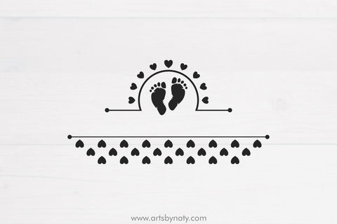 Baby feet - footprint SVG for a monogram. SVG Arts By Naty 