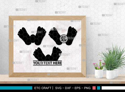 Baby Feet Monogram, Baby Feet Silhouette, Baby Feet SVG, Baby Foot Print Svg, Baby Heart Feet Svg, SB00337 SVG ETC Craft 