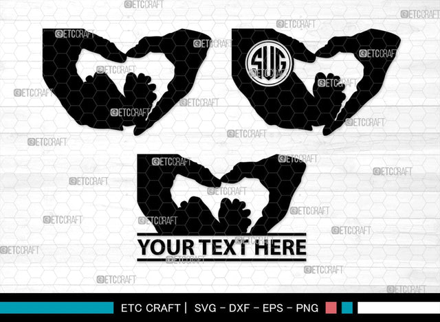 Baby Feet Monogram, Baby Feet Silhouette, Baby Feet SVG, Baby Foot Print Svg, Baby Heart Feet Svg, SB00337 SVG ETC Craft 