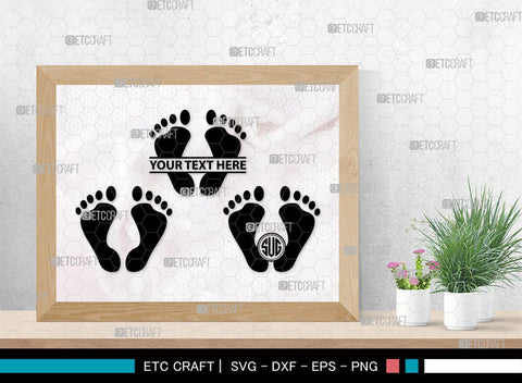 Baby Feet Monogram, Baby Feet Silhouette, Baby Feet SVG, Baby Foot Print Svg, Baby Heart Feet Svg, SB00337 SVG ETC Craft 