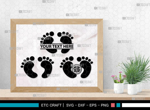 Baby Feet Monogram, Baby Feet Silhouette, Baby Feet SVG, Baby Foot Print Svg, Baby Heart Feet Svg, SB00337 SVG ETC Craft 