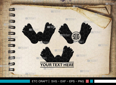 Baby Feet Monogram, Baby Feet Silhouette, Baby Feet SVG, Baby Foot Print Svg, Baby Heart Feet Svg, SB00337 SVG ETC Craft 