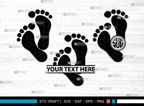 Baby Feet Monogram, Baby Feet Silhouette, Baby Feet SVG, Baby Foot Print Svg, Baby Heart Feet Svg, SB00337 SVG ETC Craft 