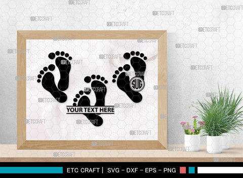 Baby Feet Monogram, Baby Feet Silhouette, Baby Feet SVG, Baby Foot Print Svg, Baby Heart Feet Svg, SB00337 SVG ETC Craft 