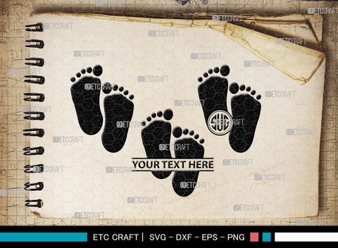 Baby Feet Monogram, Baby Feet Silhouette, Baby Feet SVG, Baby Foot Print Svg, Baby Heart Feet Svg, SB00337 SVG ETC Craft 