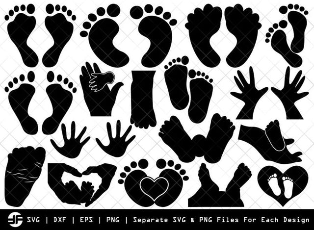 Baby Feet SVG | Baby Foot Print Silhouette Bundle | Cut File SVG ETC Craft 