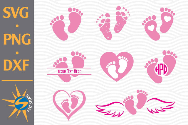 Baby Feet SVG, PNG, DXF Digital Files Include SVG SVGStoreShop 