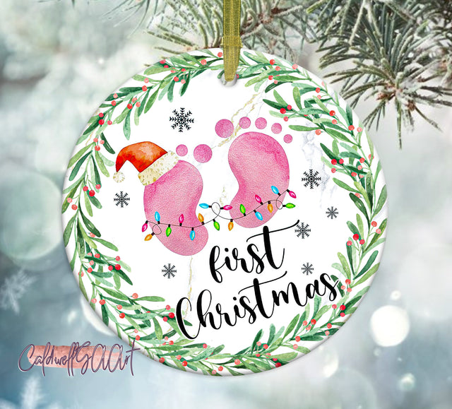 Baby First Christmas Footprint Ornament Png, Round Christmas Ornament, PNG Instant Download, Xmas Ornament Sublimation Designs Downloads Sublimation CaldwellArt 