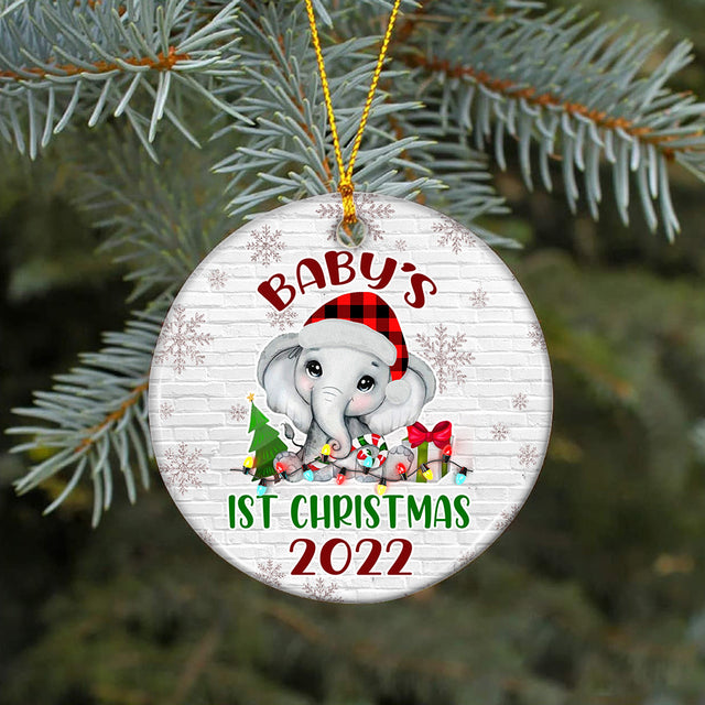 Baby First Christmas Round Ornament, Ornament Designs, Christmas Sublimation, Christmas png, baby png, baby elephant png, Sublimation design Sublimation CaldwellArt 