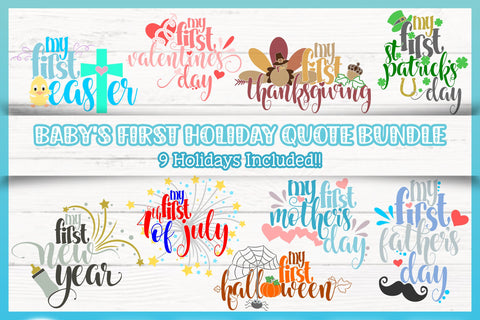 Baby First Holiday Quote SVG Bundle of 9 Holiday Designs SVG Harbor Grace Designs 