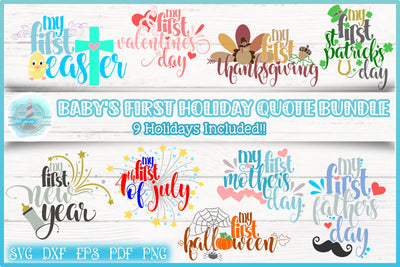 Baby First Holiday Quote SVG Bundle of 9 Holiday Designs SVG Harbor Grace Designs 