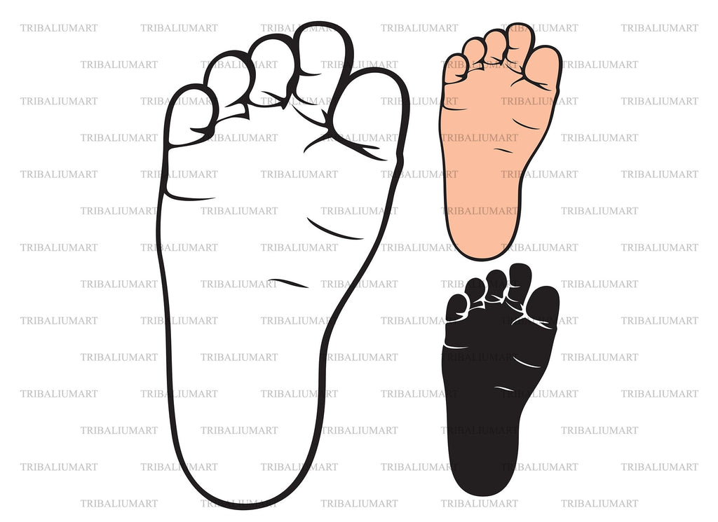 Baby foot. Cut files for Cricut. Clip Art silhouette (eps, svg, pdf ...