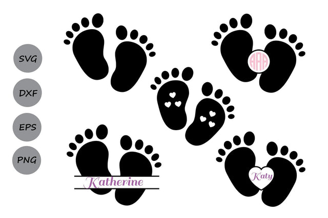 Baby Footprint Monogram| Baby SVG Cut Files SVG CosmosFineArt 
