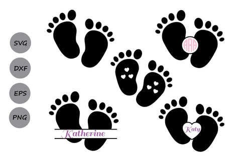 Baby Footprint Monogram| Baby SVG Cut Files SVG CosmosFineArt 