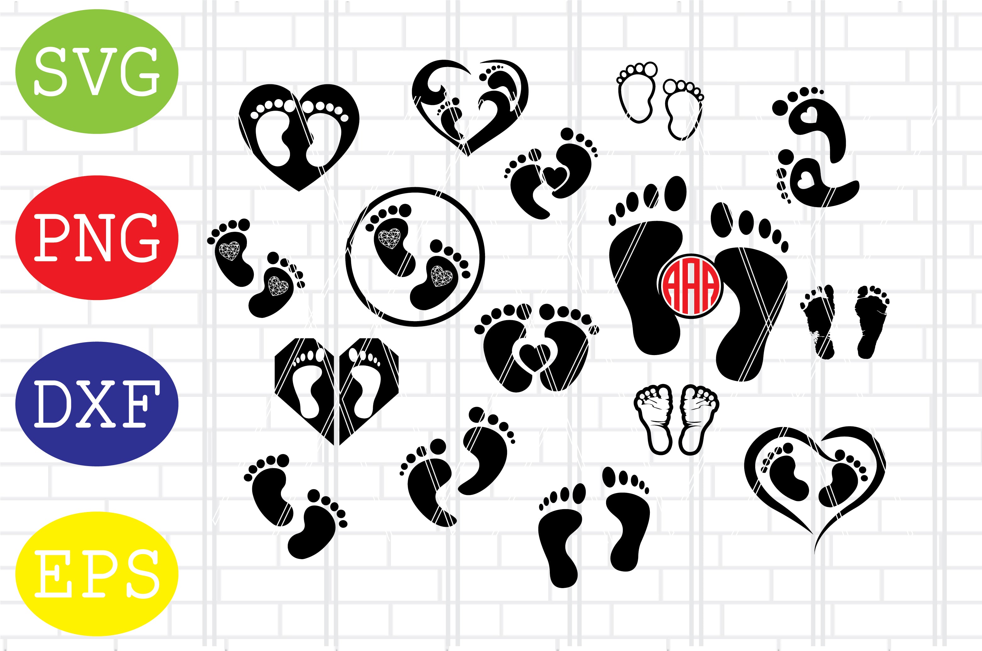 Baby Footprint, Baby Feet SVG Instant Download SVG, PNG, Eps, Dxf, Jpg  Digital Download 
