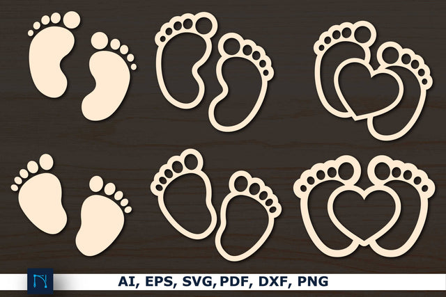 Baby footprints Ornament Laser SVG bundle SVG MD JOYNAL ABDIN 