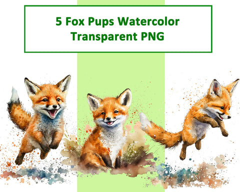 Baby Fox Pups, Cubs, Playful, Watercolor PNG Sublimation nikola 