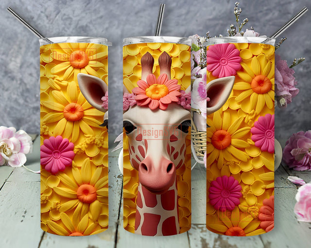 Baby Giraffe 20oz Skinny Tumbler Png, Sunflowers Tumbler, Giraffe Tumbler Wrap, Cute Baby Giraffe Tumbler Wrap For Kids, Giraffe Sublimation Tumbler Sublimation DesignSVG 
