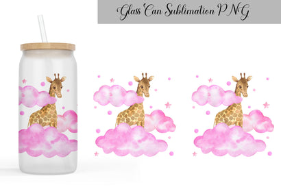 Baby Giraffe Glass Can Wrap Sublimation WatercolorColorDream 