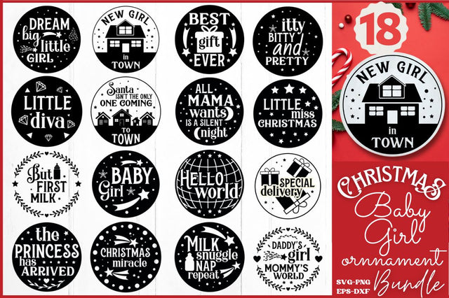 Baby Girl Christmas Ornament Svg Bundle SVG DESIGNISTIC 