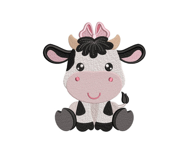 Baby Girl Cow Embroidery Design, Farm Animal Embroidery File, 4 Sizes, Instant Download Embroidery/Applique DESIGNS Nino Nadaraia 