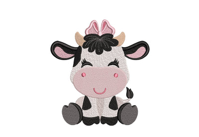 Baby Girl Cow Embroidery Design, Farm Animal Embroidery File, 4 Sizes, Instant Download Embroidery/Applique DESIGNS Nino Nadaraia 