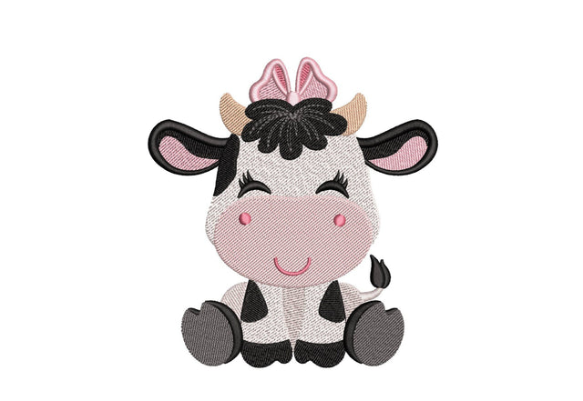 Baby Girl Cow Embroidery Design, Farm Animal Embroidery File, 4 Sizes, Instant Download Embroidery/Applique DESIGNS Nino Nadaraia 