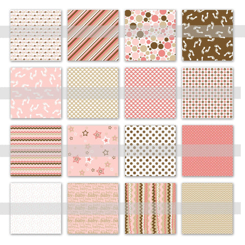 Baby Girl Digital Paper in Pinks and Browns Sublimation Old Market 