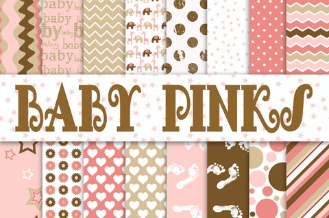 Baby Girl Digital Paper in Pinks and Browns Sublimation Old Market 