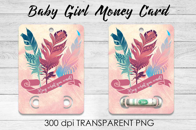 Baby Girl Money Card PNG Design | Girl Money Holder | Baby PNG Sublimation Fly Design 