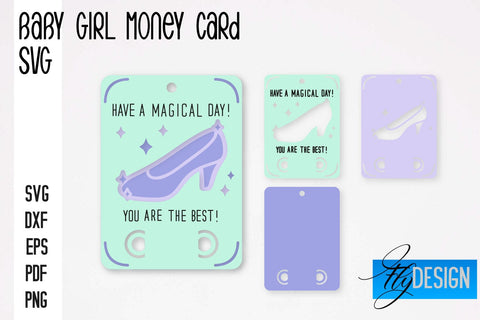 Baby Girl Money Card SVG | Baby Girl Money Holder | Happy Birthday Design SVG Fly Design 