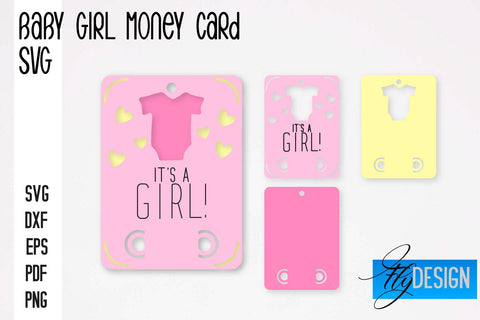 Baby Girl Money Card SVG | Baby Girl Money Holder | Happy Birthday Design SVG Fly Design 