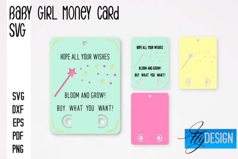 Baby Girl Money Card SVG | Baby Girl Money Holder | Happy Birthday Design SVG Fly Design 
