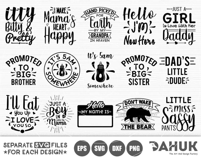 Baby Girl SVG Bundle, Moms Dads Brother Sister Family SVG Bundle, Cricut design space, vinyl cut files SVG dahukdesign 