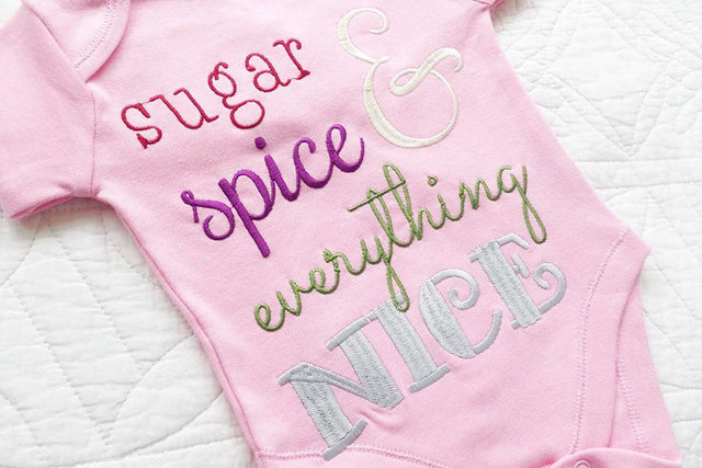 Baby Girls Sugar and Spice Embroidery Embroidery/Applique Designed by Geeks 