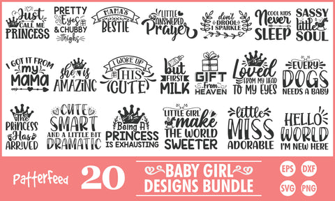 Baby Girls SVG Designs Bundle SVG PatternFeed8 