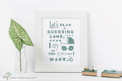 Baby guessing game funny quote SVG art. SVG Arts By Naty 