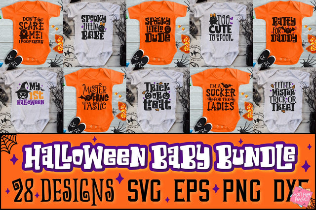 Baby Halloween Svg Bundle, Newborn Halloween Outfit Svg, Toddler Saying Svg SVG Craft Pixel Perfect 