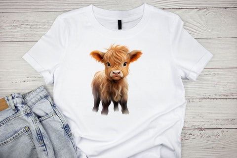 Baby Highland Cow Illustrations Clipart Bundle SVG Regulrcrative 