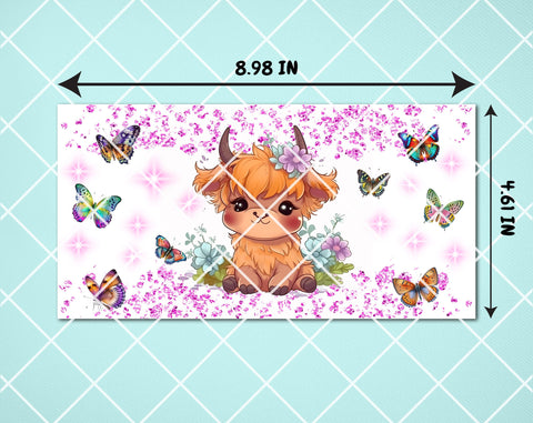 Baby Highland Cow Sippy Cup Wrap, 12oz Sippy Cup Sublimation Design, Little Heifer Sippy Cup PNG Sublimation HappyDesignStudio 