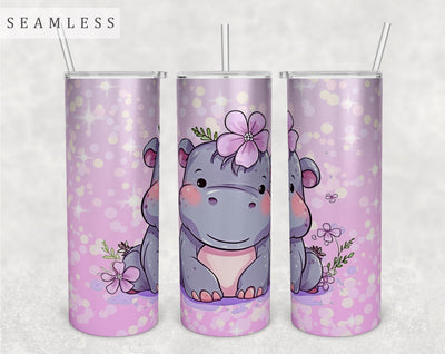 Baby Hippo Tumbler Wrap, 20 Oz Skinny Tumbler Sublimation Design, Seamless Little Hippo Tumbler PNG Sublimation HappyDesignStudio 