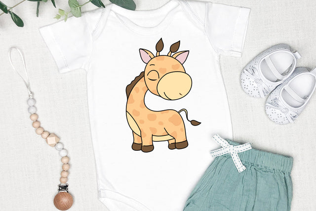 Baby Illustration SVG, Cute Baby Animal Illustration Shy Giraffe SVG dapiyupi store 