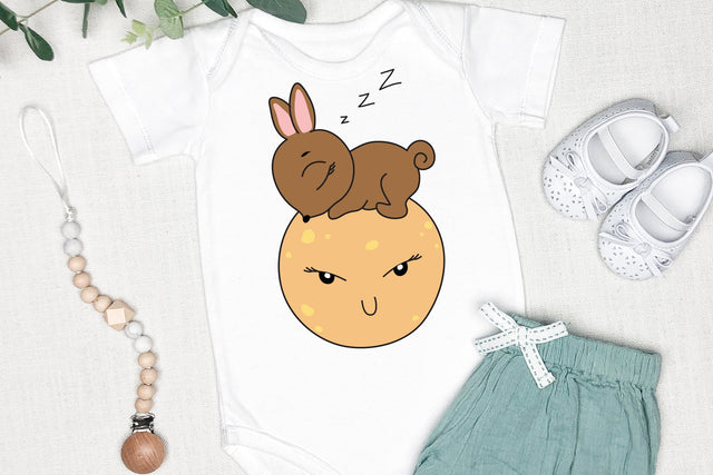Baby Illustration SVG, Cute Baby Animal Illustration Sleepy Rabbit SVG dapiyupi store 