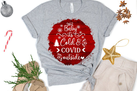 Baby Its Cold and Covid -Christmas Ornament Sublimation PNG Sublimation Happy Printables Club 