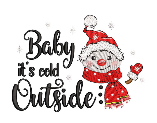 Baby It's Cold Outside Embroidery Design, Snowman Embroidery File, Christmas Embroidery Design, 4 sizes, Instant download Embroidery/Applique DESIGNS Nino Nadaraia 