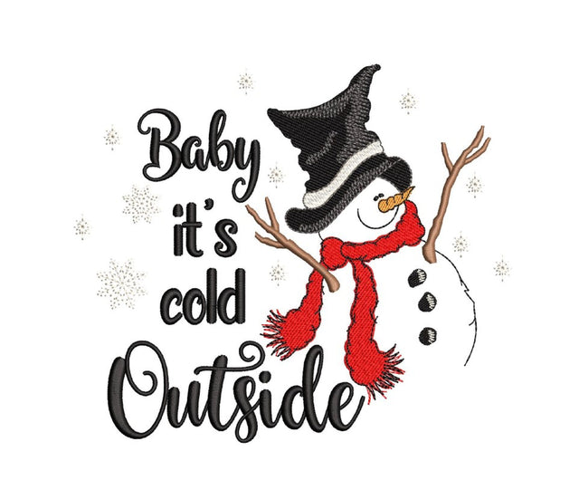 Baby It's Cold Outside Embroidery Design, Snowman Embroidery File, Christmas Embroidery Design, 4 sizes, Instant download SVG Nino Nadaraia 