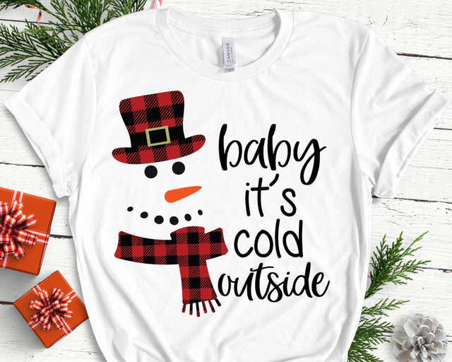 Baby It's Cold Outside - Snowman SVG - Buffalo Plaid SVG SVG She Shed Craft Store 