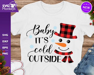 Baby It's Cold Outside Svg, Buffalo Plaid Svg, Christmas Snowman Svg SVG SvgMonkeys 