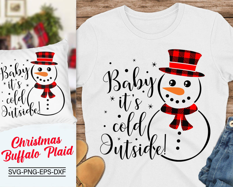Baby It's Cold Outside Svg, Snowman Svg, Christmas Buffalo Plaid Svg SVG SvgMonkeys 